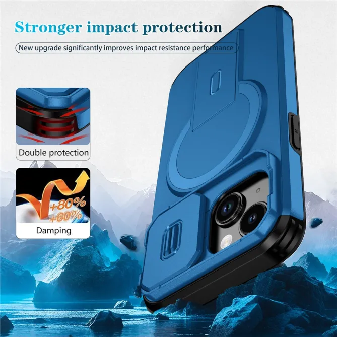 Coque iPhone 15 antichoc béquille cache caméra magnétique