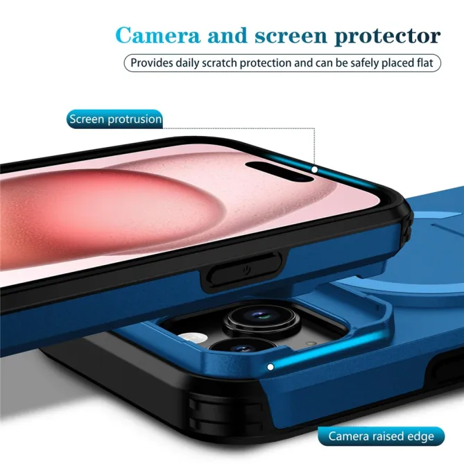 Coque iPhone 15 antichoc béquille cache caméra magnétique