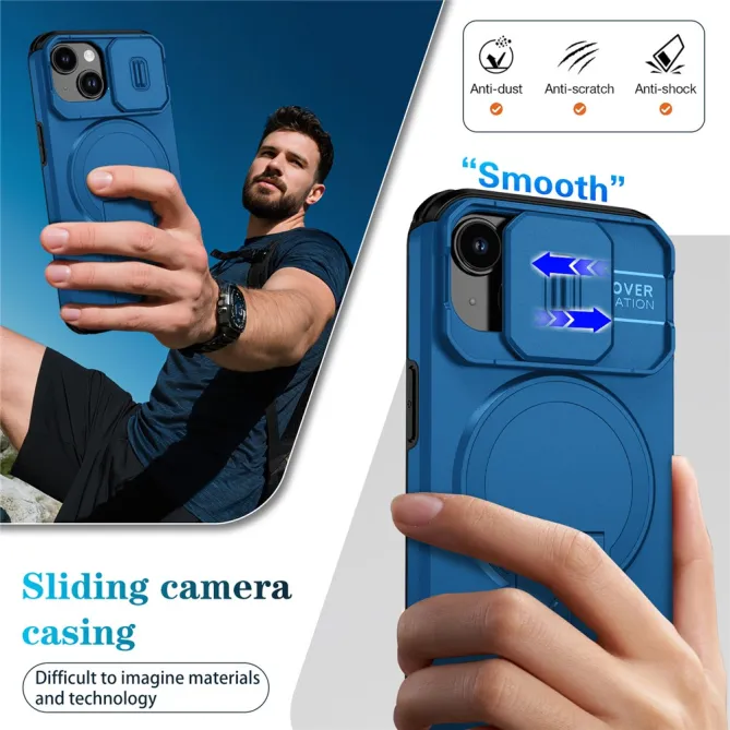 Coque iPhone 15 antichoc béquille cache caméra magnétique
