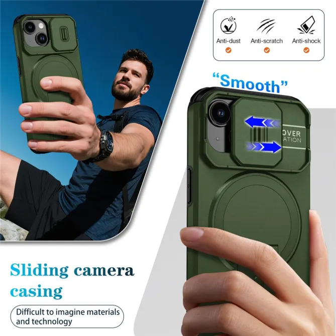 Coque iPhone 15 antichoc béquille cache caméra magnétique
