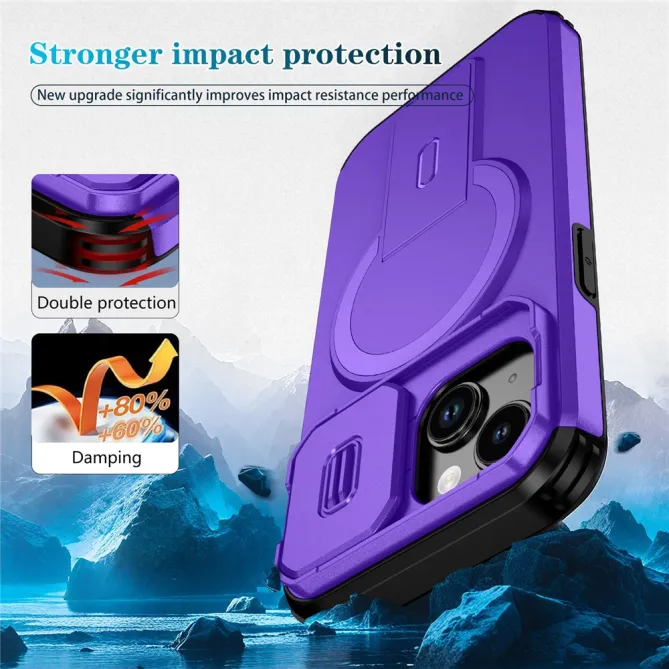 Coque iPhone 15 antichoc béquille cache caméra magnétique
