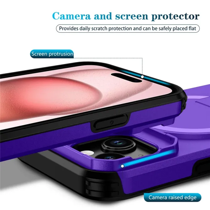 Coque iPhone 15 antichoc béquille cache caméra magnétique