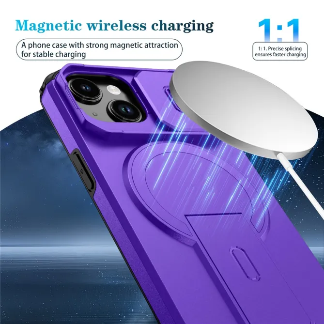 Coque iPhone 15 antichoc béquille cache caméra magnétique