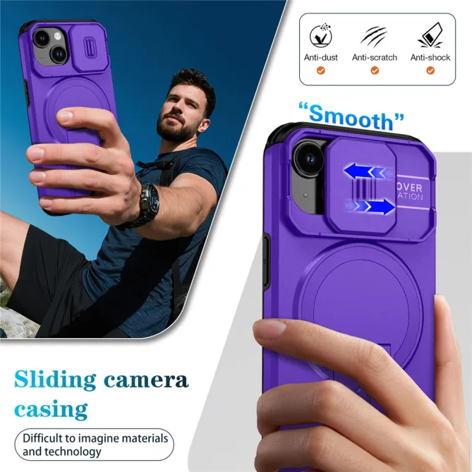 Coque iPhone 15 antichoc béquille cache caméra magnétique