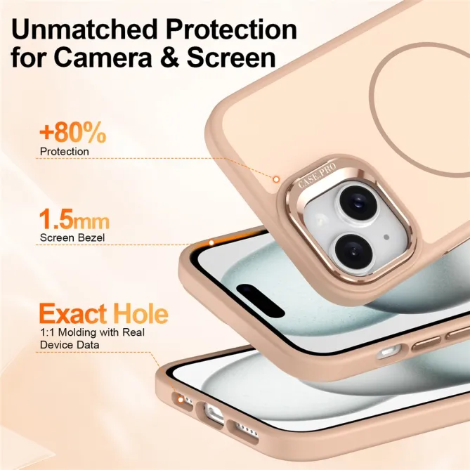 Coque iPhone 15 magnétique béquille contour caméra