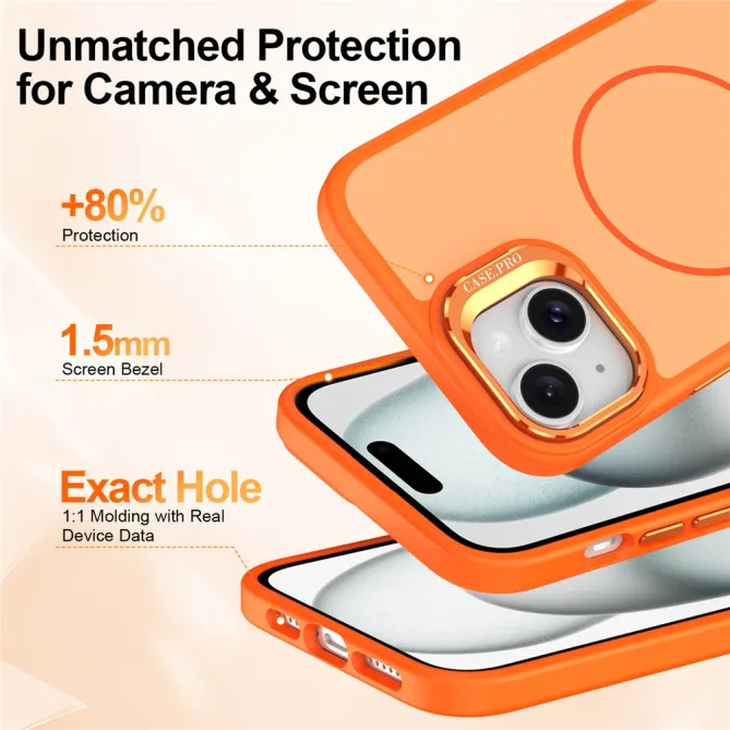 Coque iPhone 15 magnétique béquille contour caméra