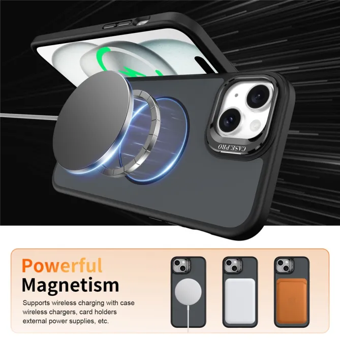 Coque iPhone 15 magnétique béquille contour caméra