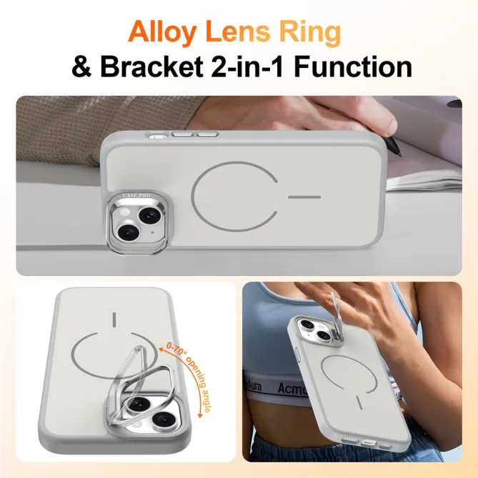 Coque iPhone 15 magnétique béquille contour caméra