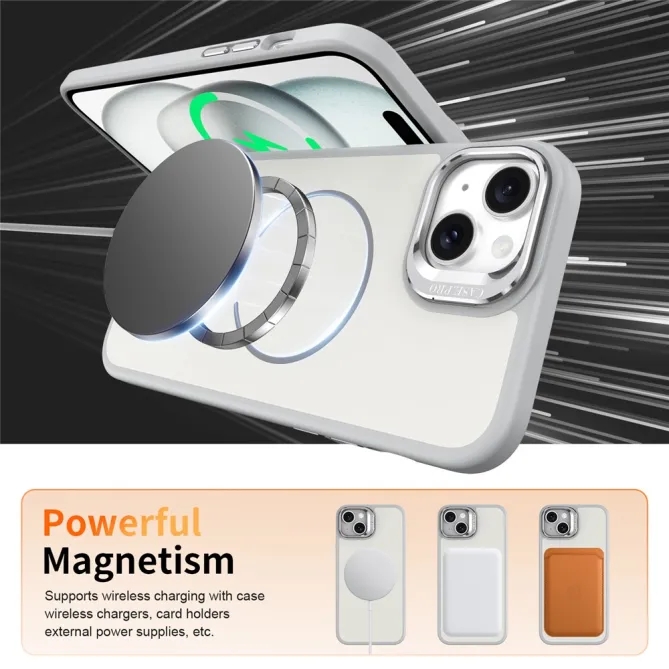 Coque iPhone 15 magnétique béquille contour caméra