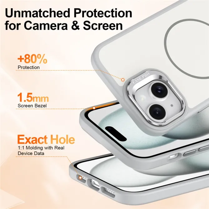 Coque iPhone 15 magnétique béquille contour caméra