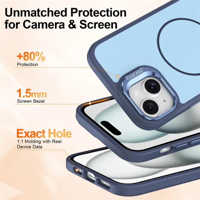 Coque iPhone 15 magnétique béquille contour caméra