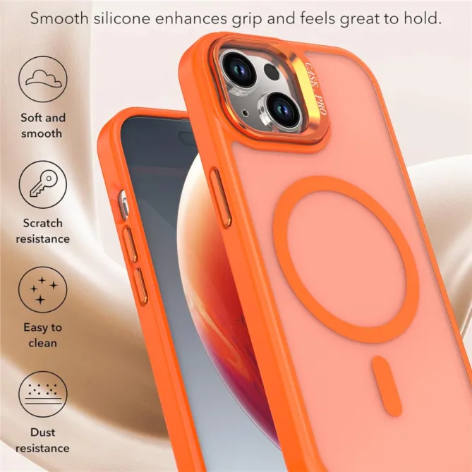Coque iPhone 15 magnétique mate béquille caméra