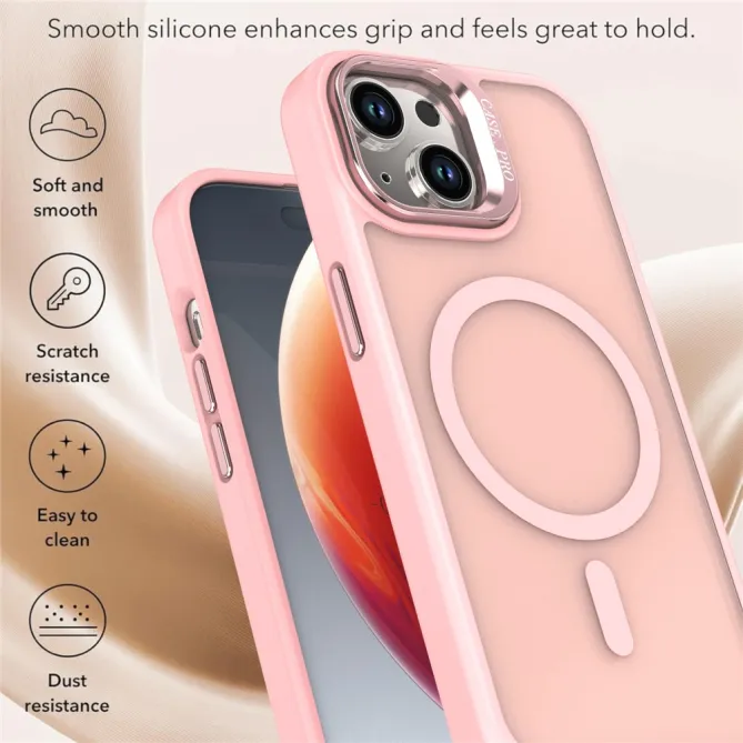 Coque iPhone 15 magnétique mate béquille caméra
