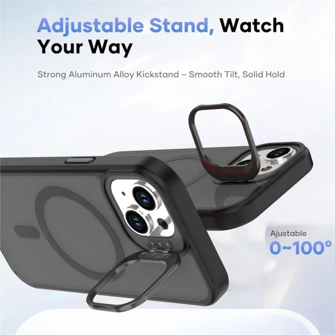 Coque iPhone 15 magnétique mate béquille caméra