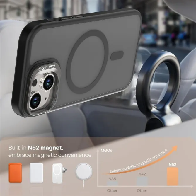 Coque iPhone 15 magnétique mate béquille caméra