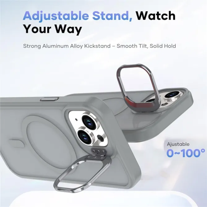 Coque iPhone 15 magnétique mate béquille caméra