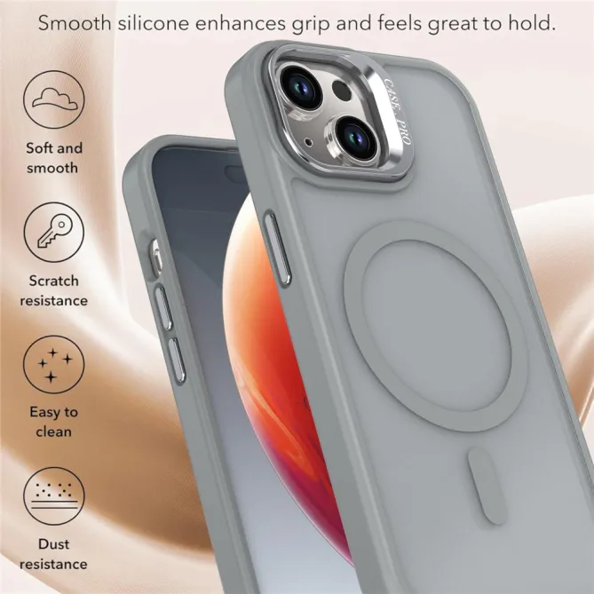 Coque iPhone 15 magnétique mate béquille caméra