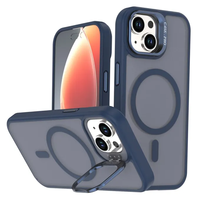 Coque iPhone 15 magnétique mate béquille caméra