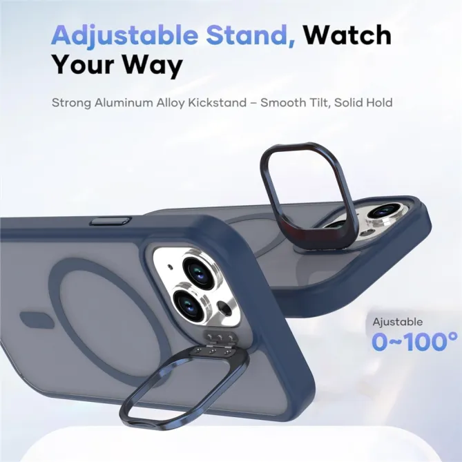Coque iPhone 15 magnétique mate béquille caméra