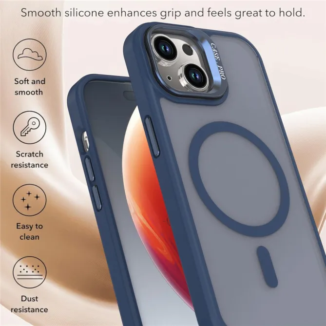Coque iPhone 15 magnétique mate béquille caméra