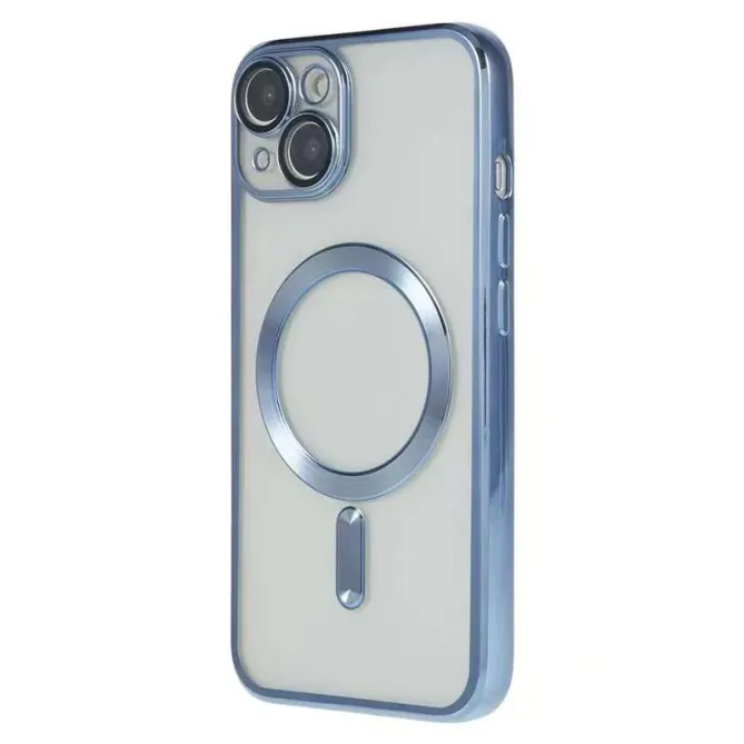 Coque iPhone 15 magnétique contour métallisé protection caméra