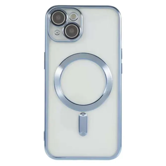 Coque iPhone 15 magnétique contour métallisé protection caméra
