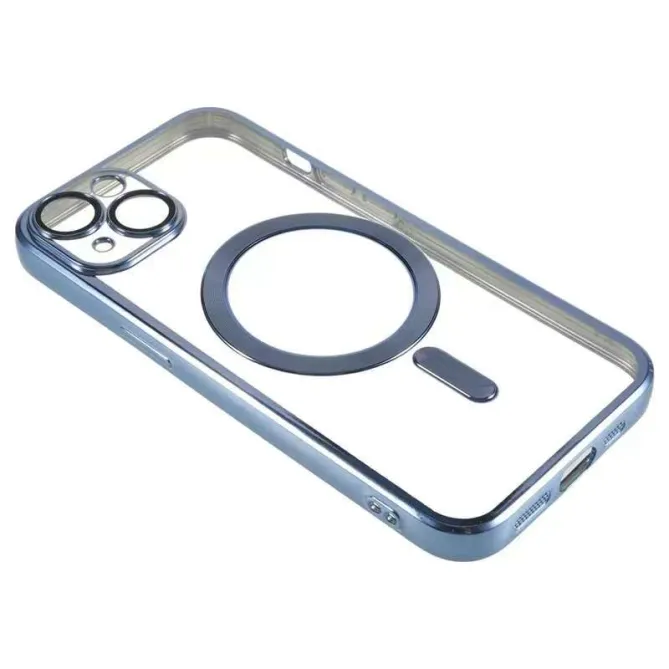 Coque iPhone 15 magnétique contour métallisé protection caméra
