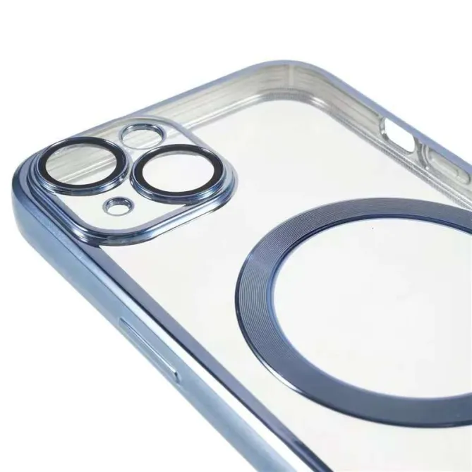 Coque iPhone 15 magnétique contour métallisé protection caméra