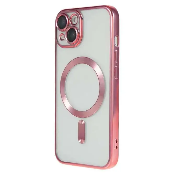 Coque iPhone 15 magnétique contour métallisé protection caméra