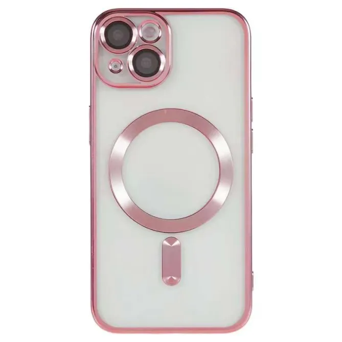 Coque iPhone 15 magnétique contour métallisé protection caméra