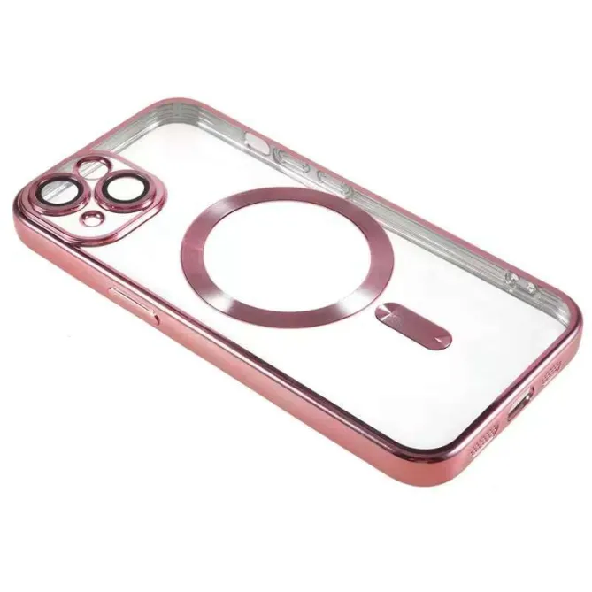 Coque iPhone 15 magnétique contour métallisé protection caméra