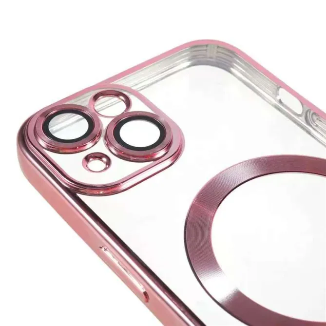 Coque iPhone 15 magnétique contour métallisé protection caméra