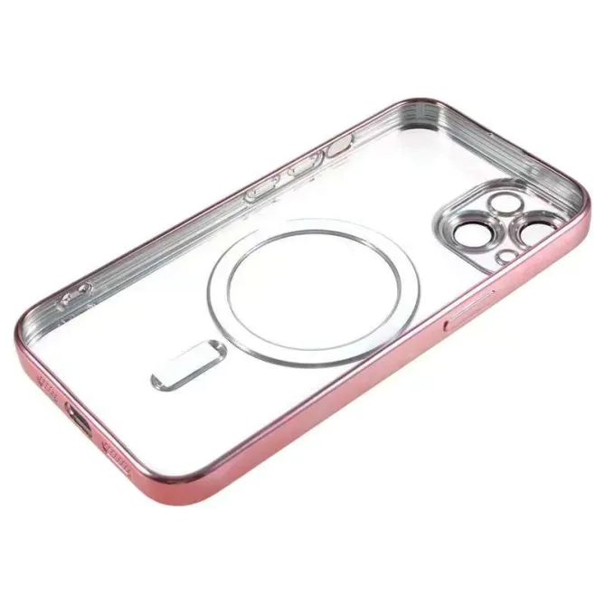 Coque iPhone 15 magnétique contour métallisé protection caméra
