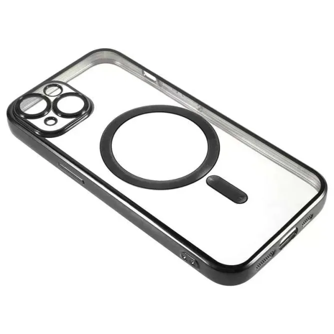Coque iPhone 15 magnétique contour métallisé protection caméra