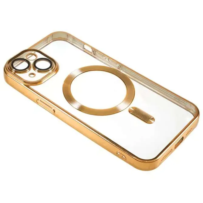 Coque iPhone 15 magnétique contour métallisé protection caméra