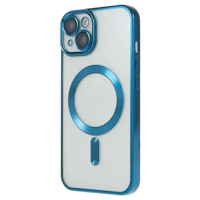 Coque iPhone 15 magnétique contour métallisé protection caméra
