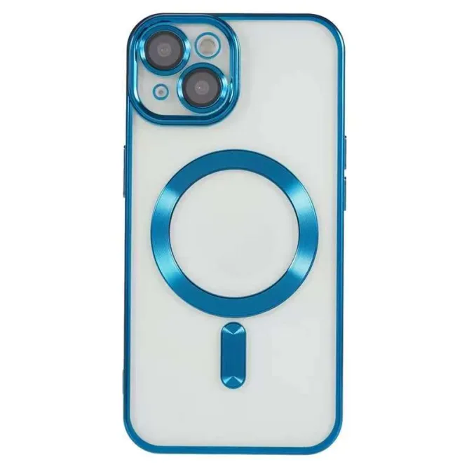 Coque iPhone 15 magnétique contour métallisé protection caméra