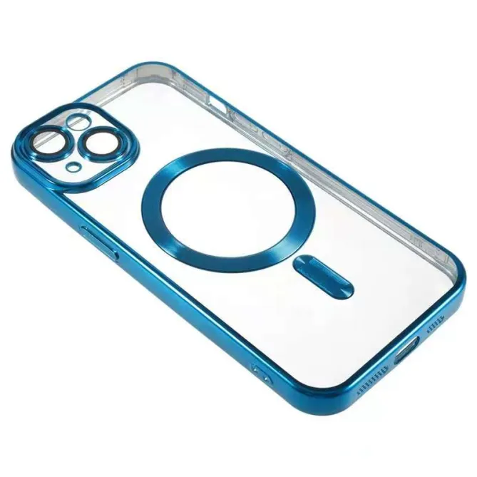 Coque iPhone 15 magnétique contour métallisé protection caméra