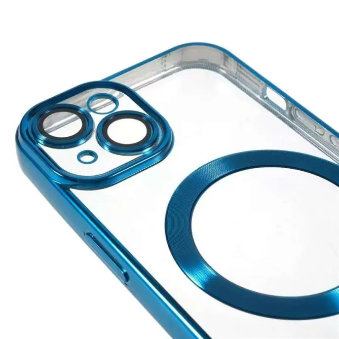 Coque iPhone 15 magnétique contour métallisé protection caméra