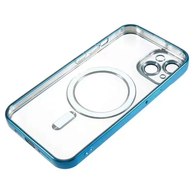 Coque iPhone 15 magnétique contour métallisé protection caméra
