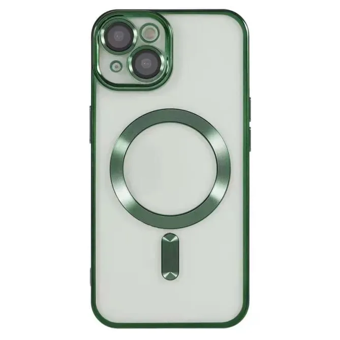 Coque iPhone 15 magnétique contour métallisé protection caméra