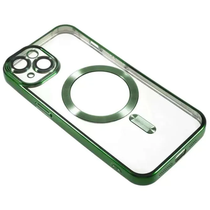 Coque iPhone 15 magnétique contour métallisé protection caméra