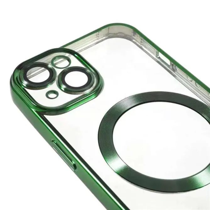 Coque iPhone 15 magnétique contour métallisé protection caméra