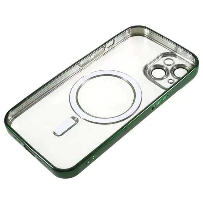 Coque iPhone 15 magnétique contour métallisé protection caméra