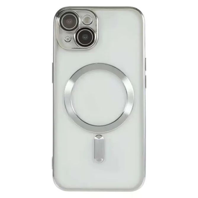 Coque iPhone 15 magnétique contour métallisé protection caméra