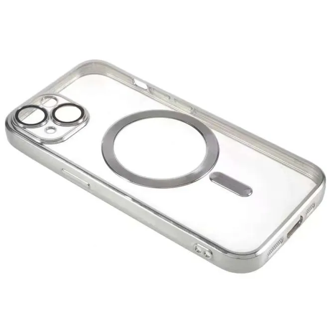 Coque iPhone 15 magnétique contour métallisé protection caméra
