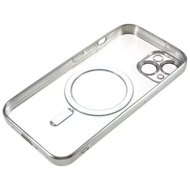 Coque iPhone 15 magnétique contour métallisé protection caméra