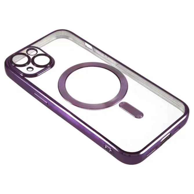 Coque iPhone 15 magnétique contour métallisé protection caméra
