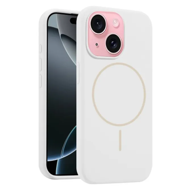Coque iPhone 15 silicone liquide magnétique