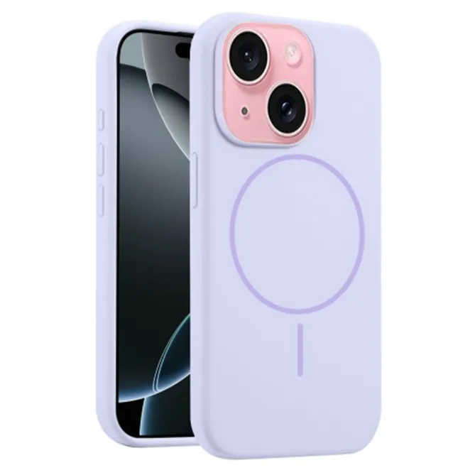 Coque iPhone 15 silicone liquide magnétique